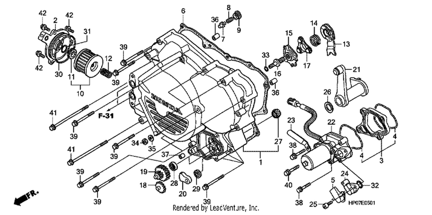  1 FRONT CRANKCASE COVER (TRX500FE/ FPE)