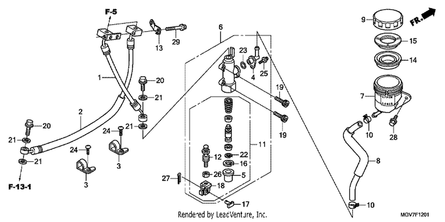  1 REAR BRAKE MASTER CYLINDER (CBR600FA)