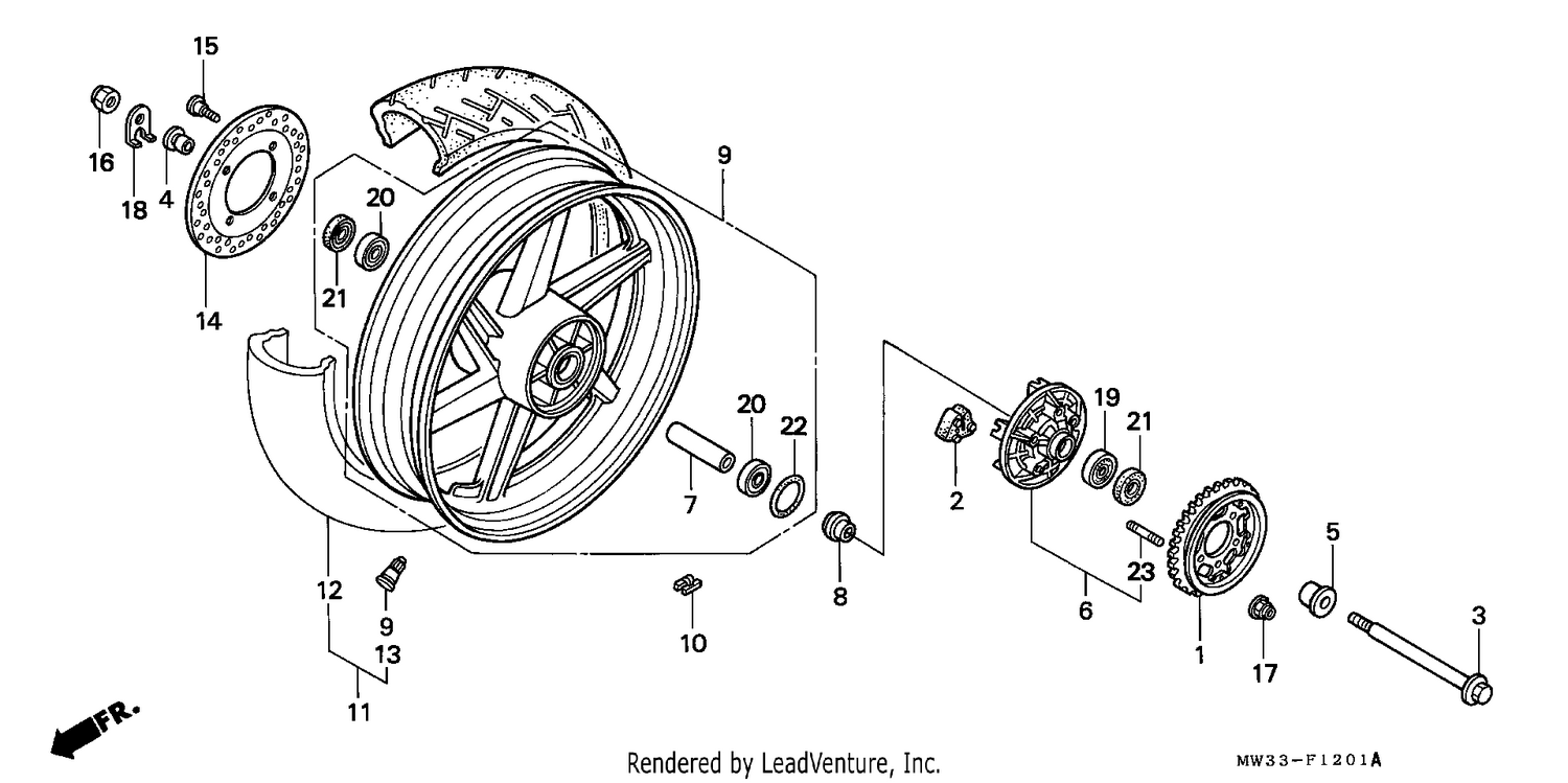 REAR WHEEL (CB750F2)
