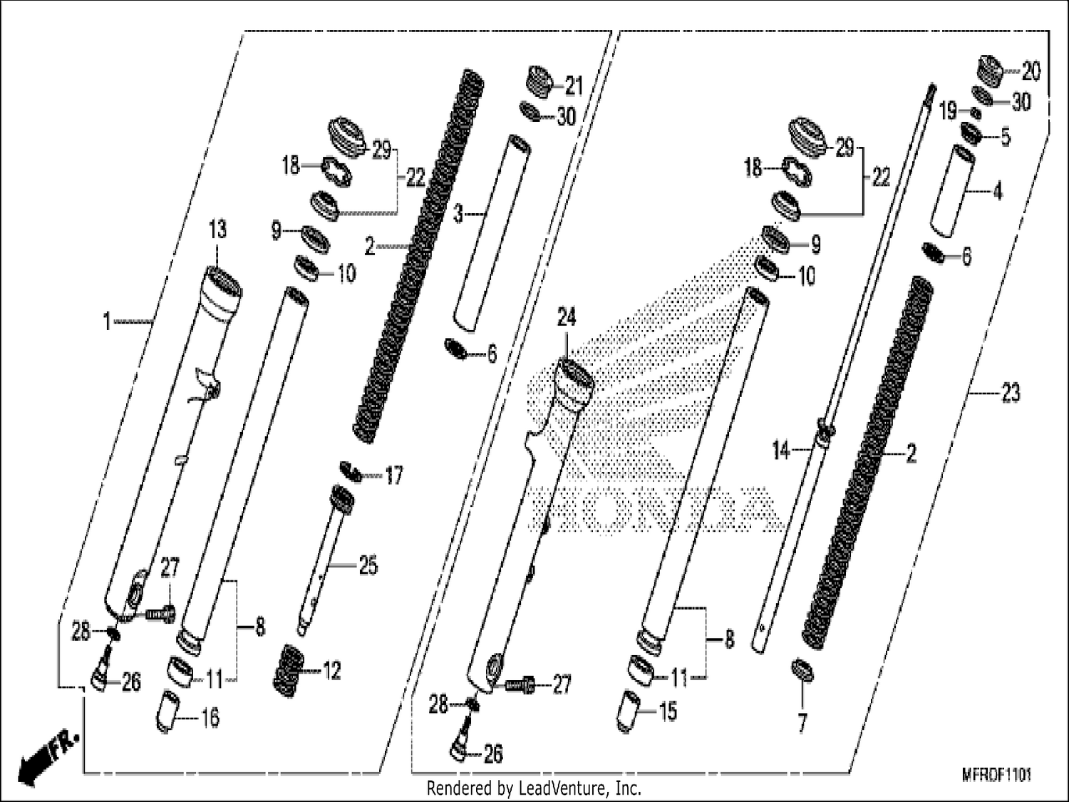  1 FRONT FORK (VT1300CXA)