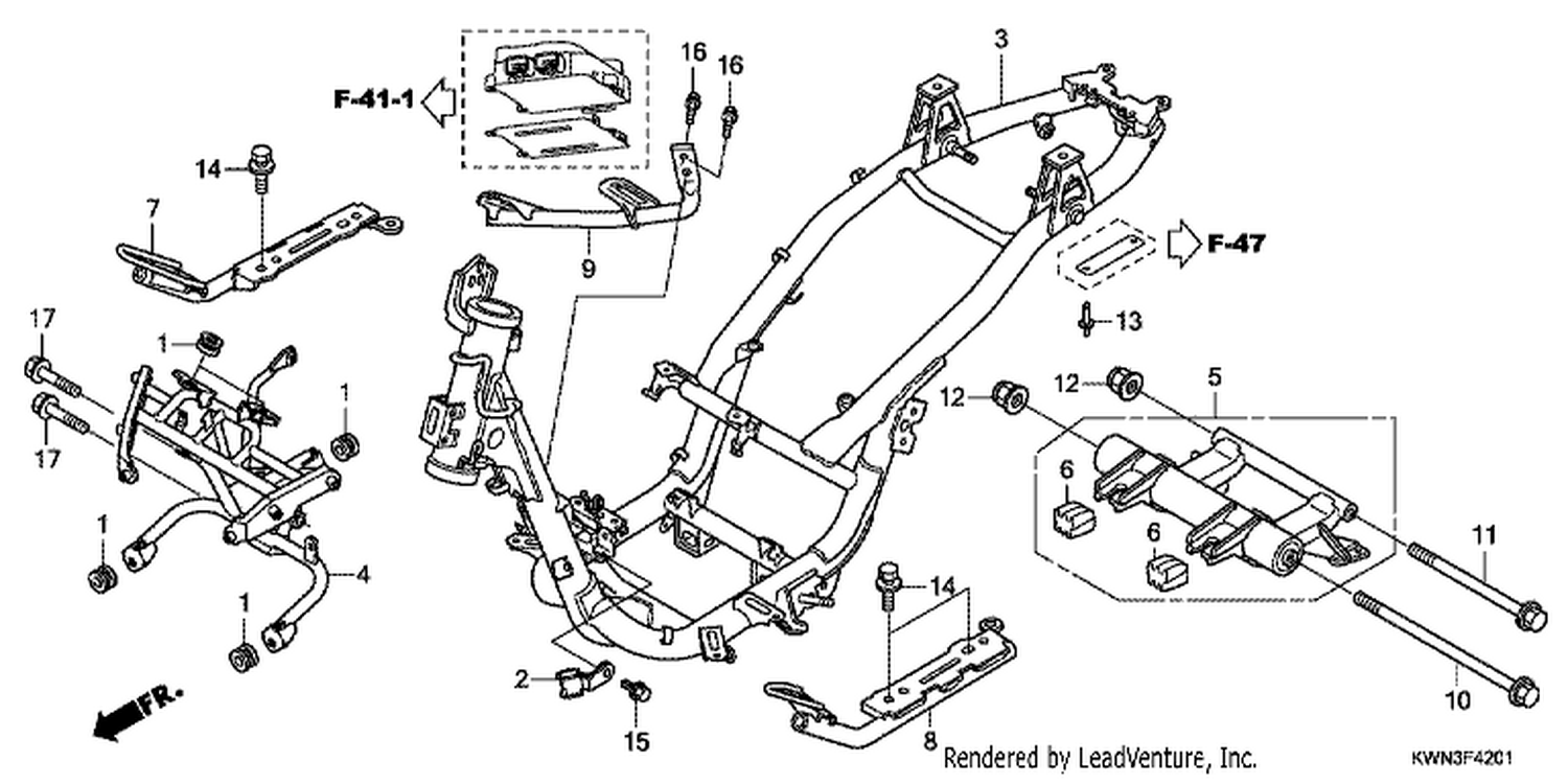  1 FRAME BODY (WW125EX2C/EX2D/EX2E/D)