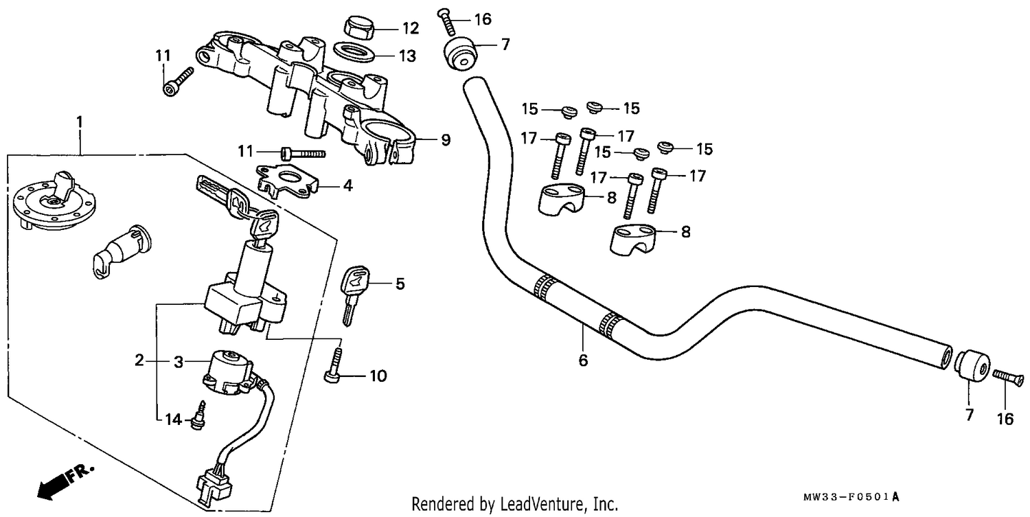 HANDLE PIPE/TOP BRIDGE (CB750F2)