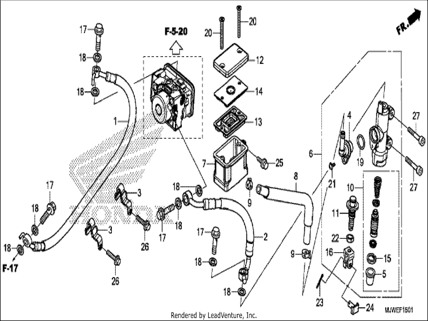 1 REAR BRAKE MASTER CYLINDER (CBR500RA)