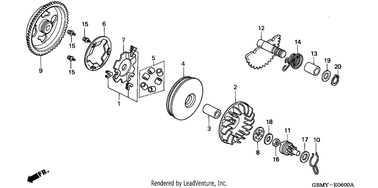 DRIVE FACE/ KICK STARTER SPINDLE