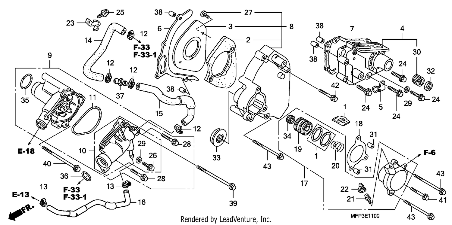 LEFT REAR COVER/WATER PUM P