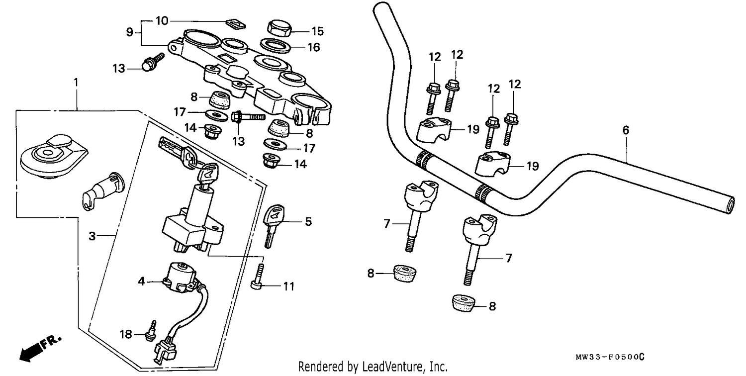 HANDLE PIPE/TOP BRIDGE (CB750)