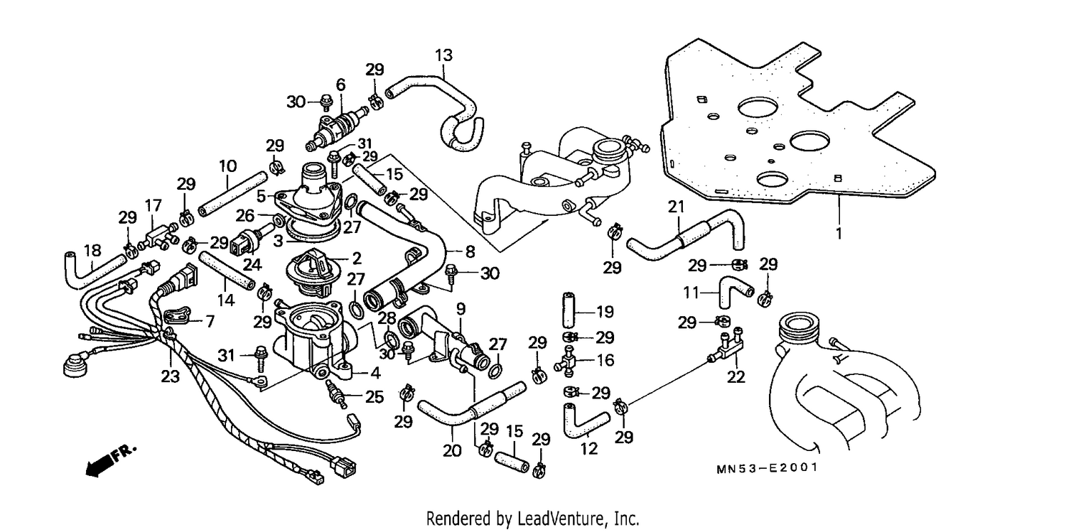WATER PIPE/THERMOSTAT (GL1500L/AM/SEM)