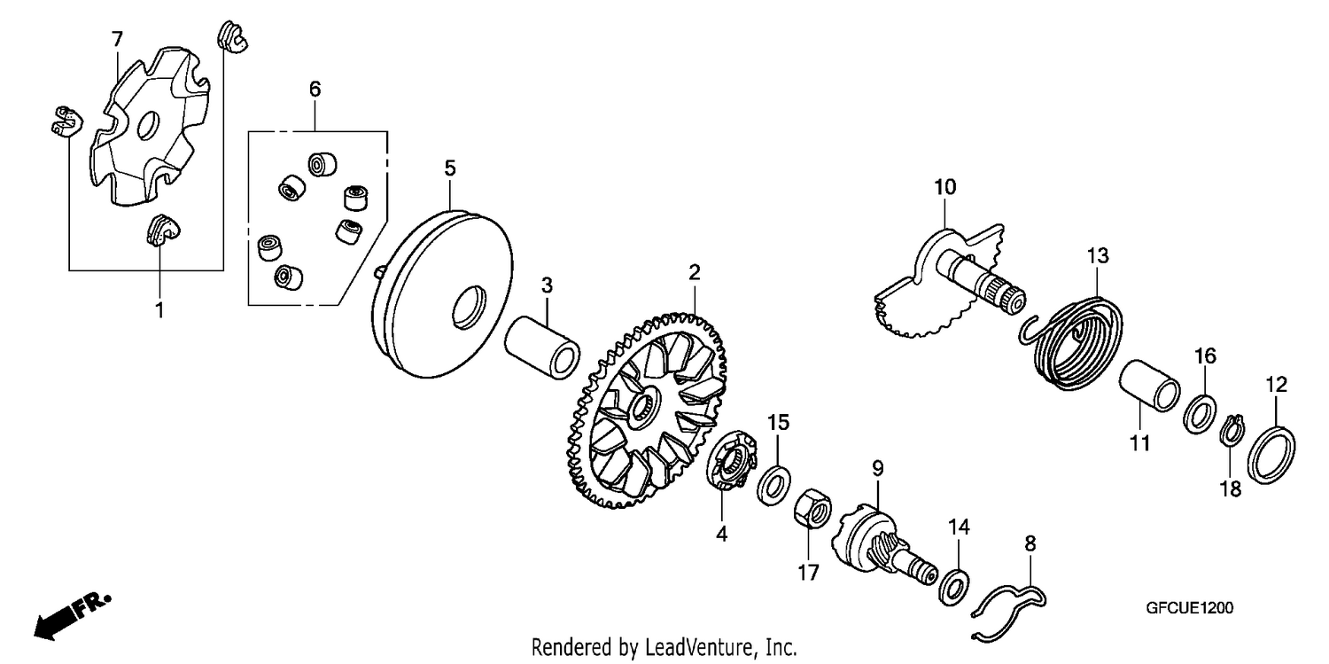 DRIVE FACE/ KICK STARTER SPINDLE