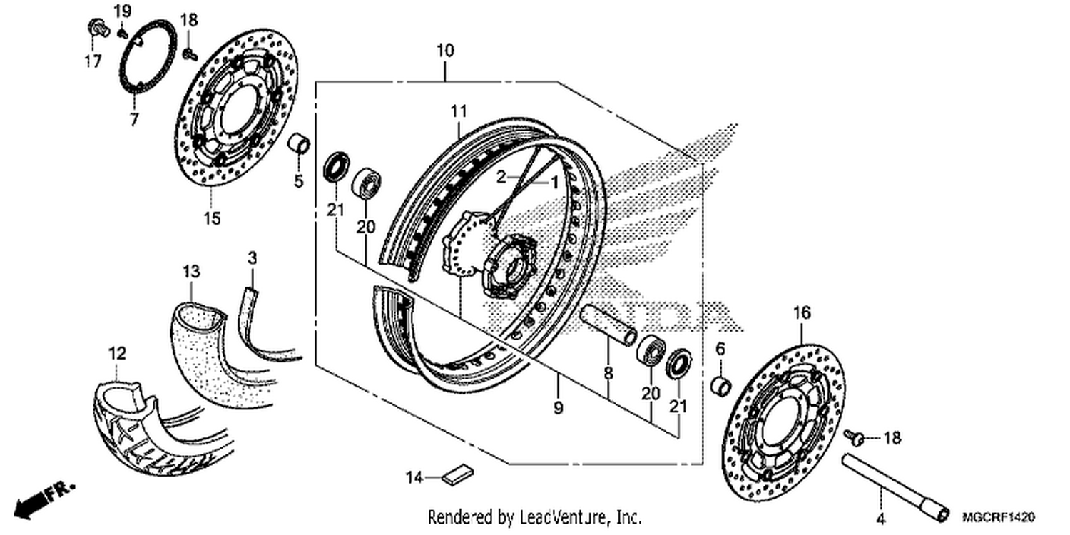  20 FRONT WHEEL (CB1100CA/CAD)