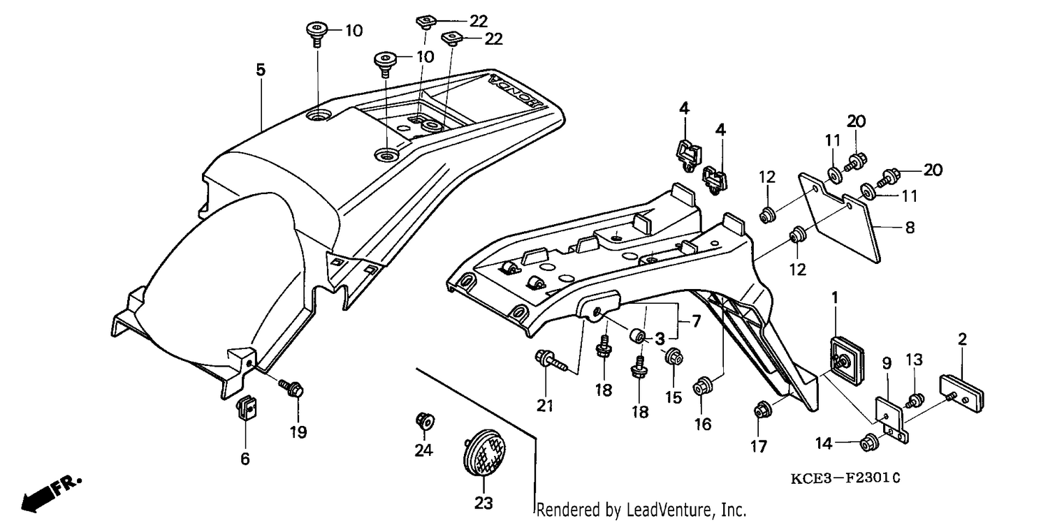 REAR FENDER (XR250R-CL/DK /U) (XR250RT-W)(ED)