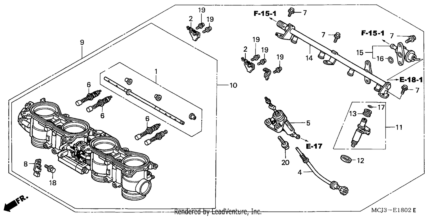 THROTTLE BODY (ASSY.) (CBR900RR2,3)