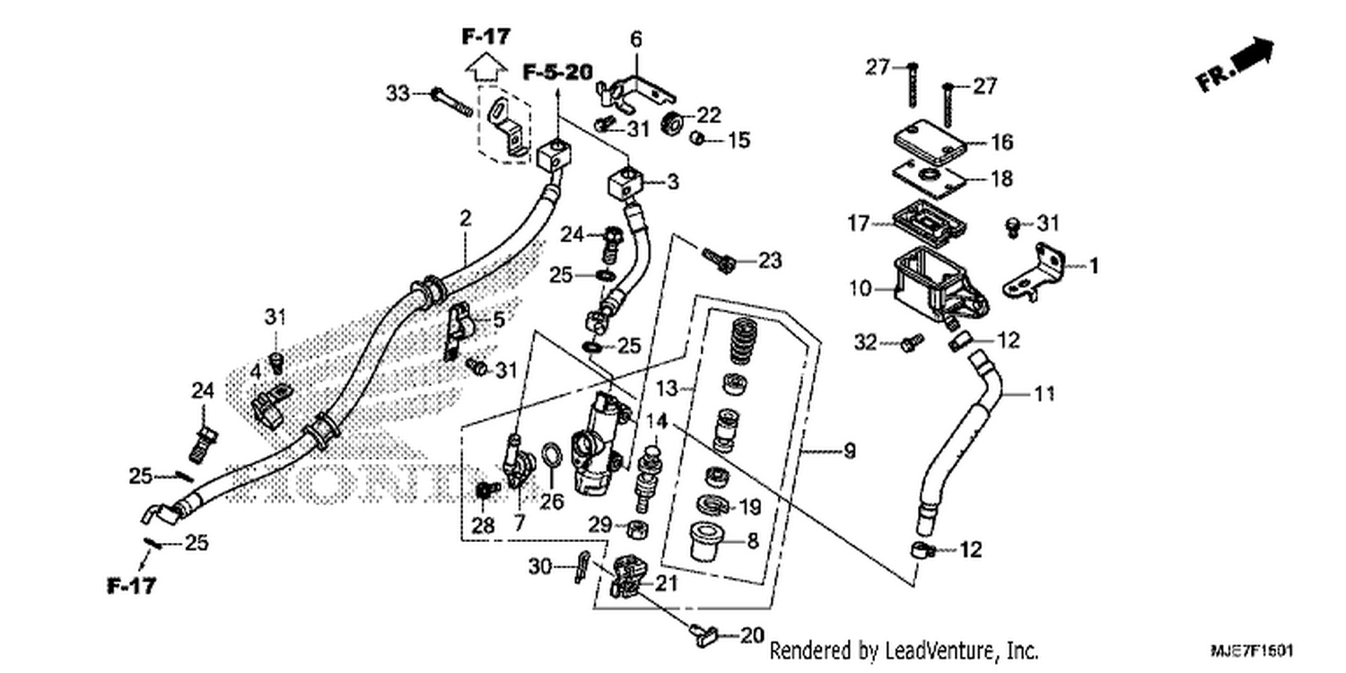  1 REAR BRAKE MASTER CYLINDER (CBR650FA)