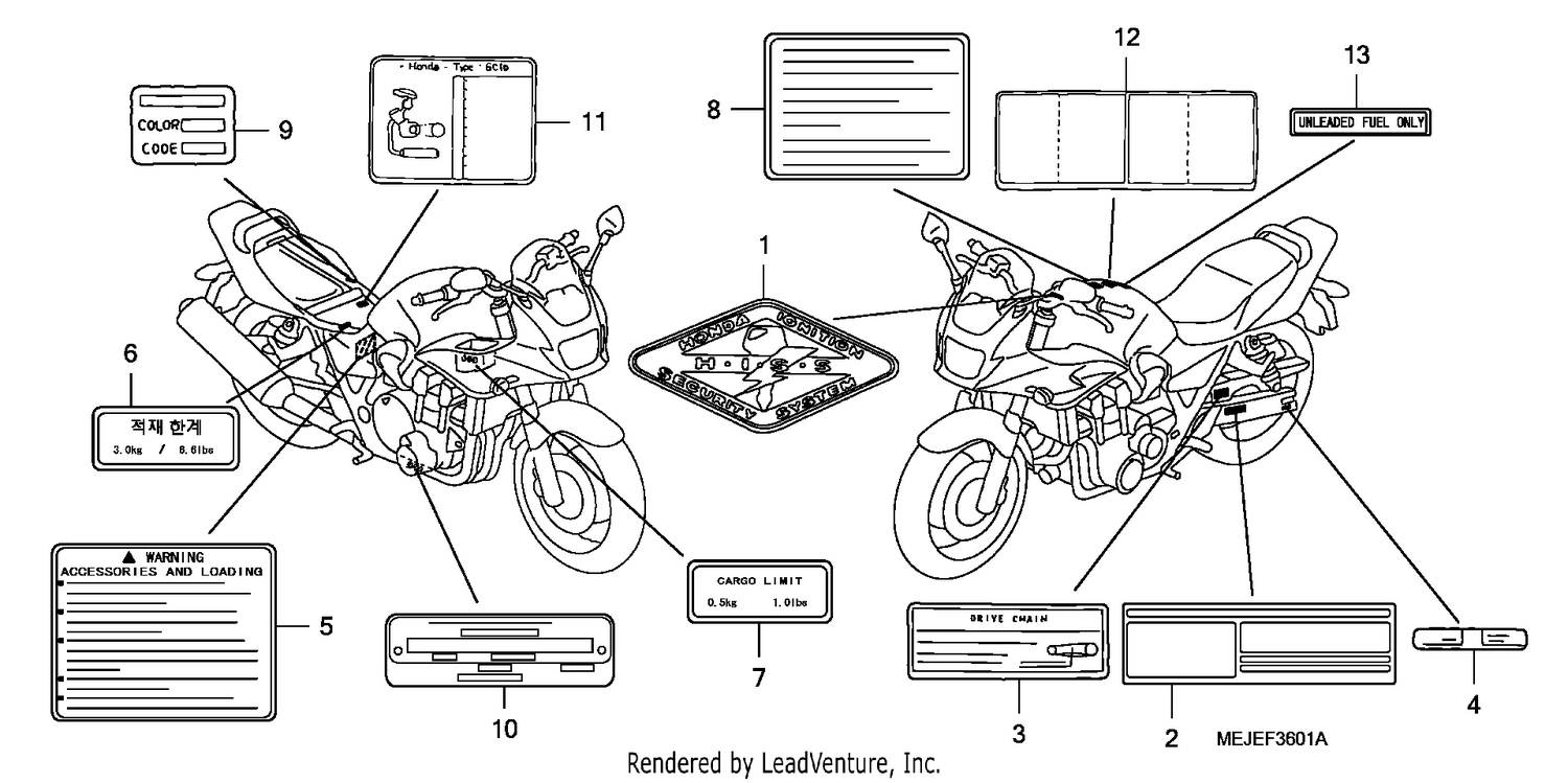 CAUTION LABEL (CB1300S/SA)