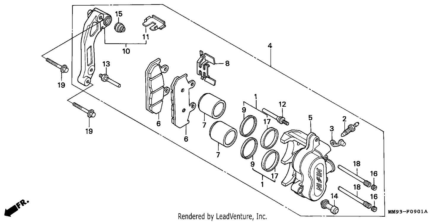 FRONT BRAKE CALIPER (XL600VM/VN/VP)