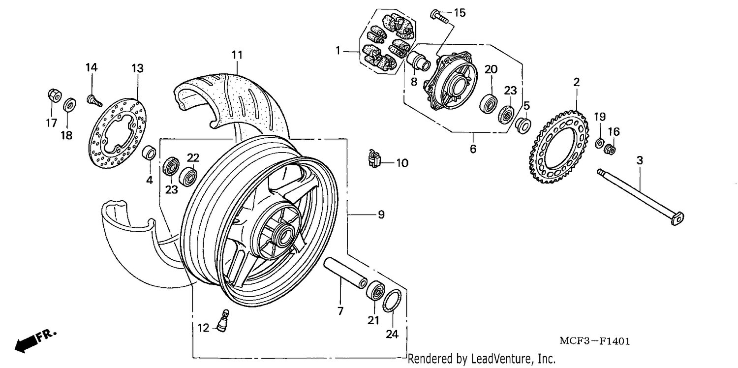 REAR WHEEL (VTR1000SP2/3/ 4/5/6)