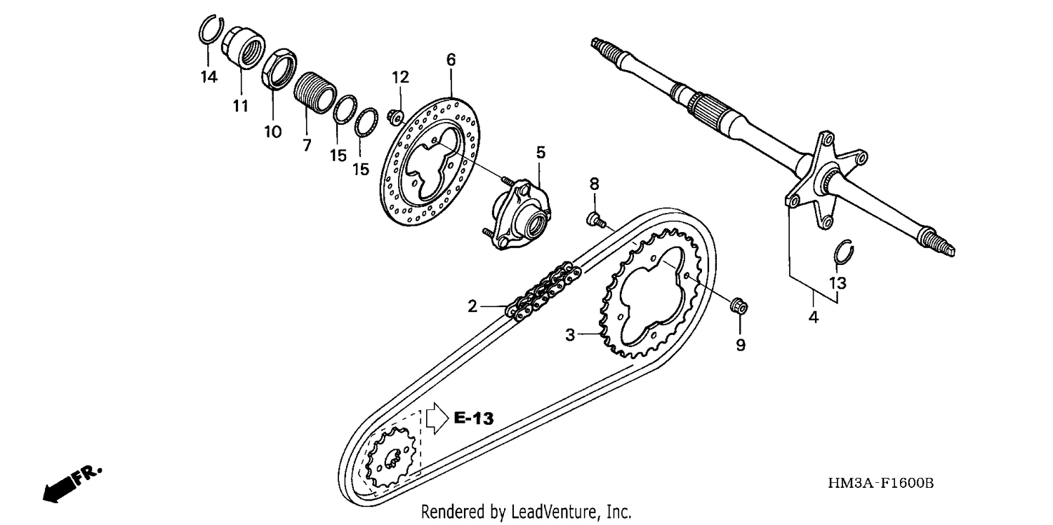REAR WHEEL AXLE/ DRIVE CHAIN