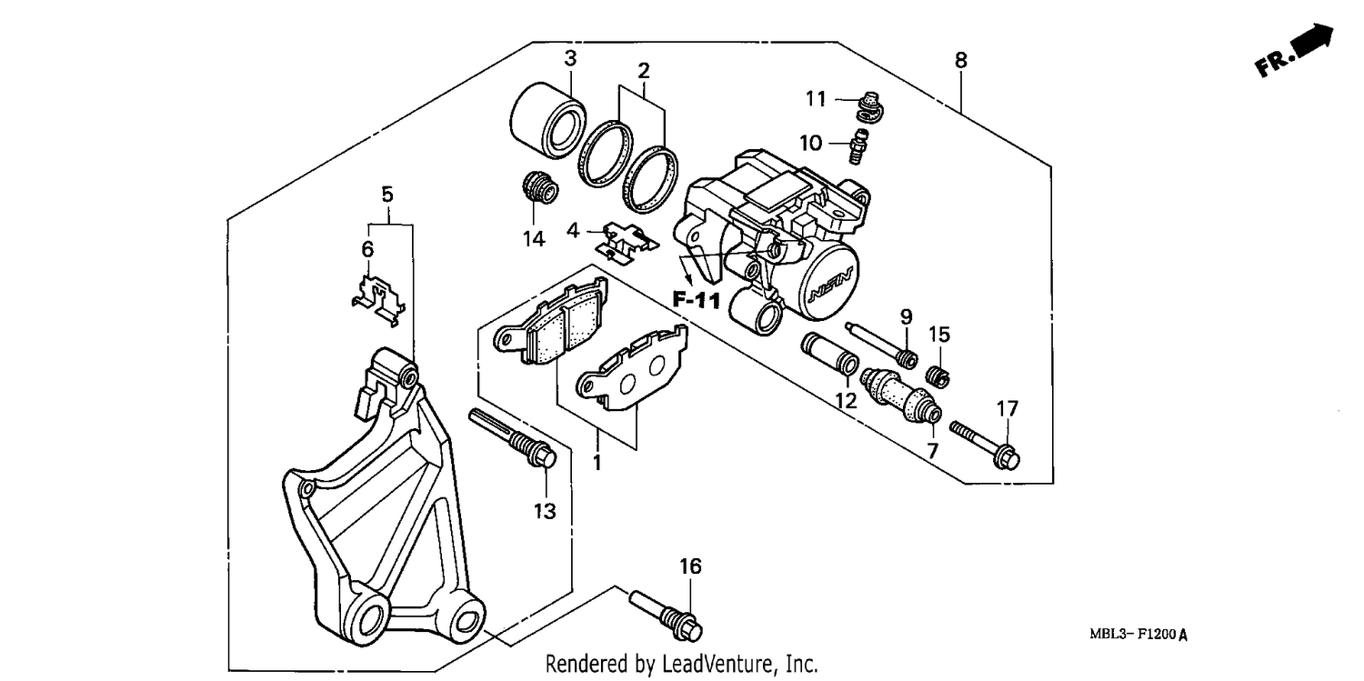 REAR BRAKE CALIPER (NT650VW/X/Y/1)