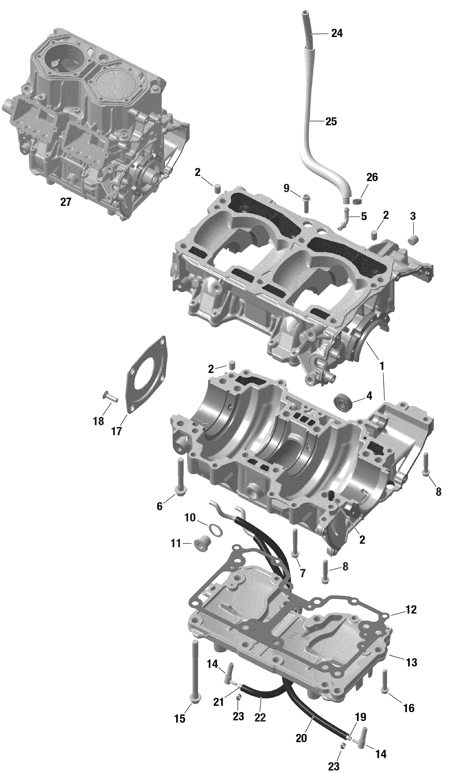 01- Engine - Crankcase - 850 E-TEC