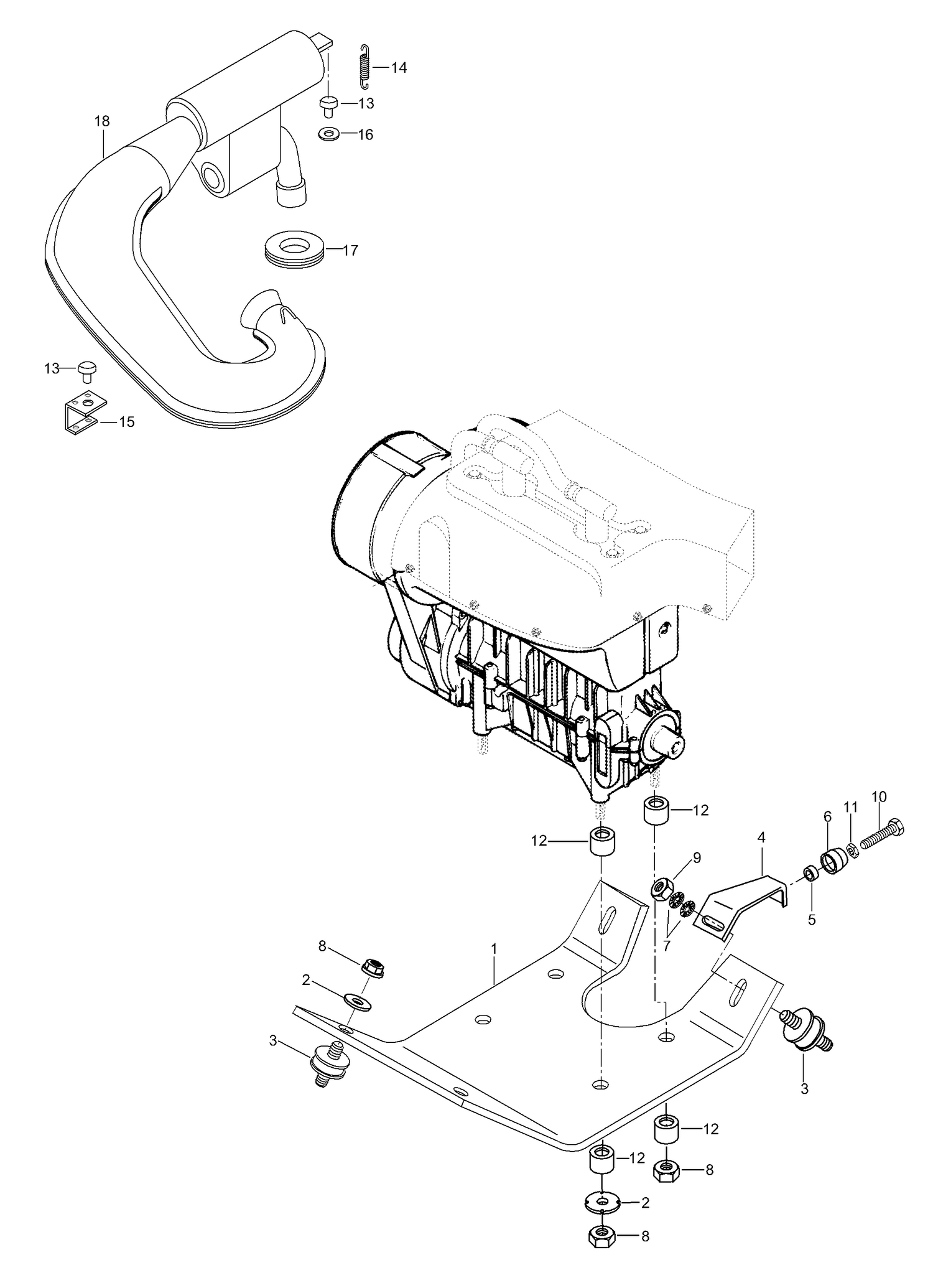 01- Engine Mount Plate/Muffler