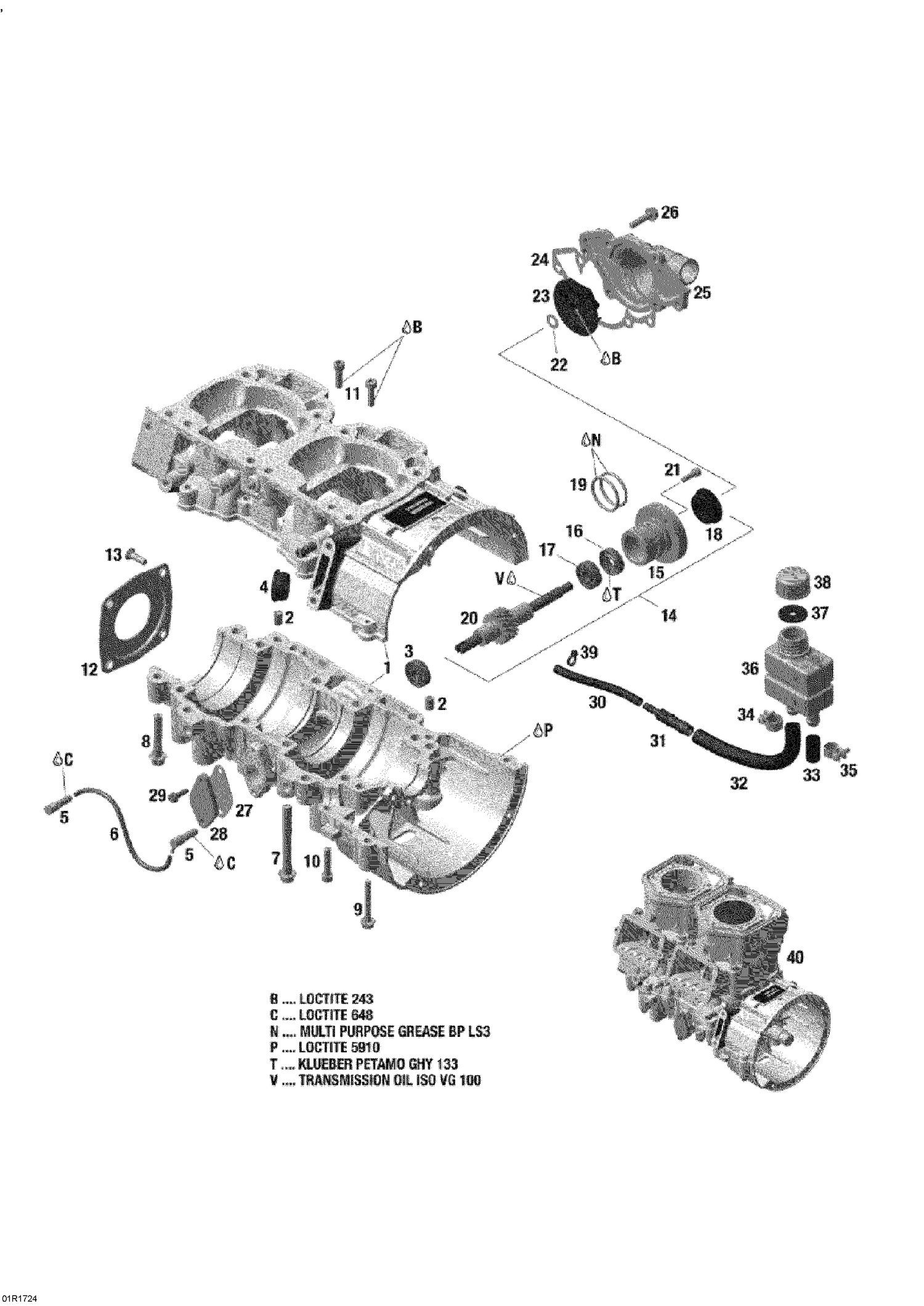 01- Crankcase And Water Pump - 600 RS