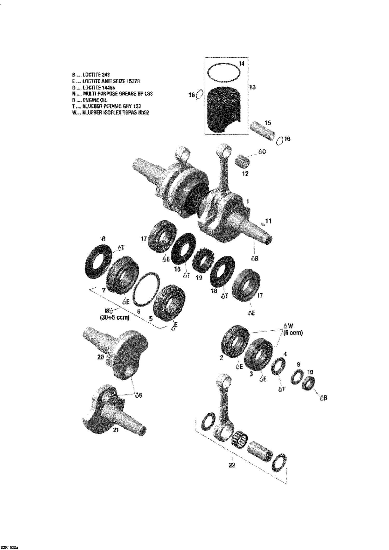 01- Crankshaft And Piston - 600 E-TEC
