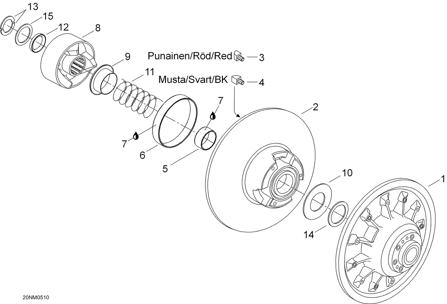 05- Driven pulley, 550, 550RC