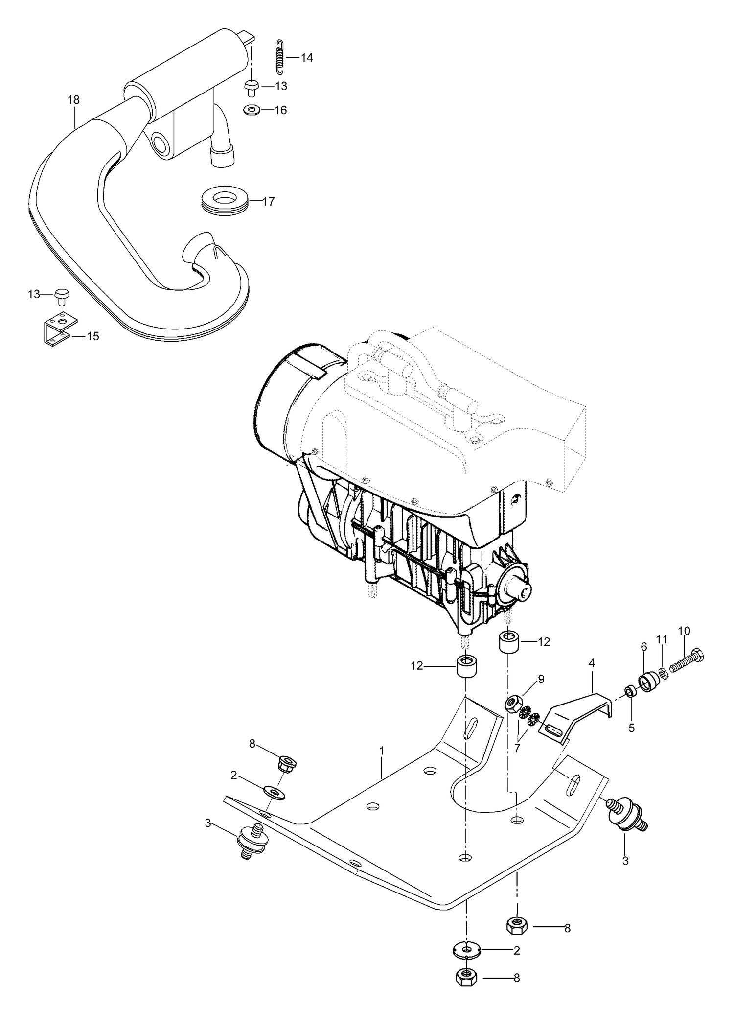 01- Engine Mount Plate/Muffler