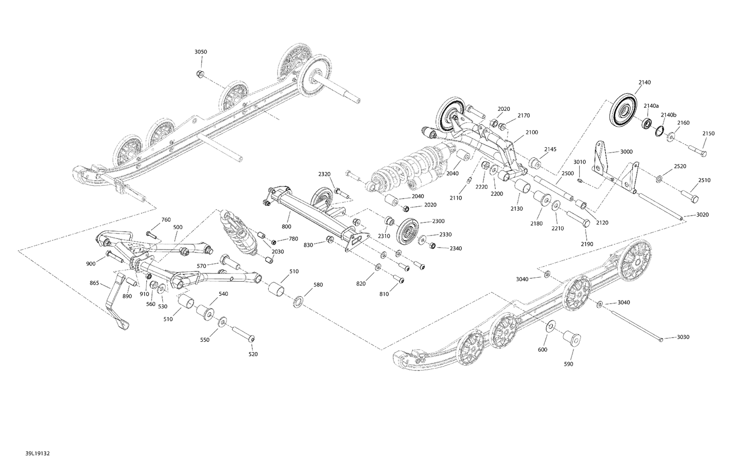 08- Rear Suspension XTerrain - 600R E-TEC  -  Upper Section