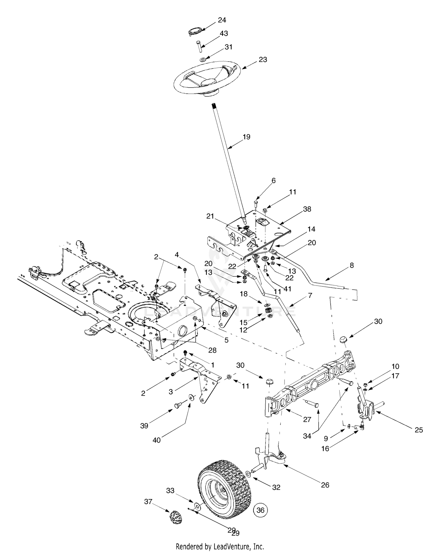 Frame/Wheels, Front/Axle/Steering Assembly
