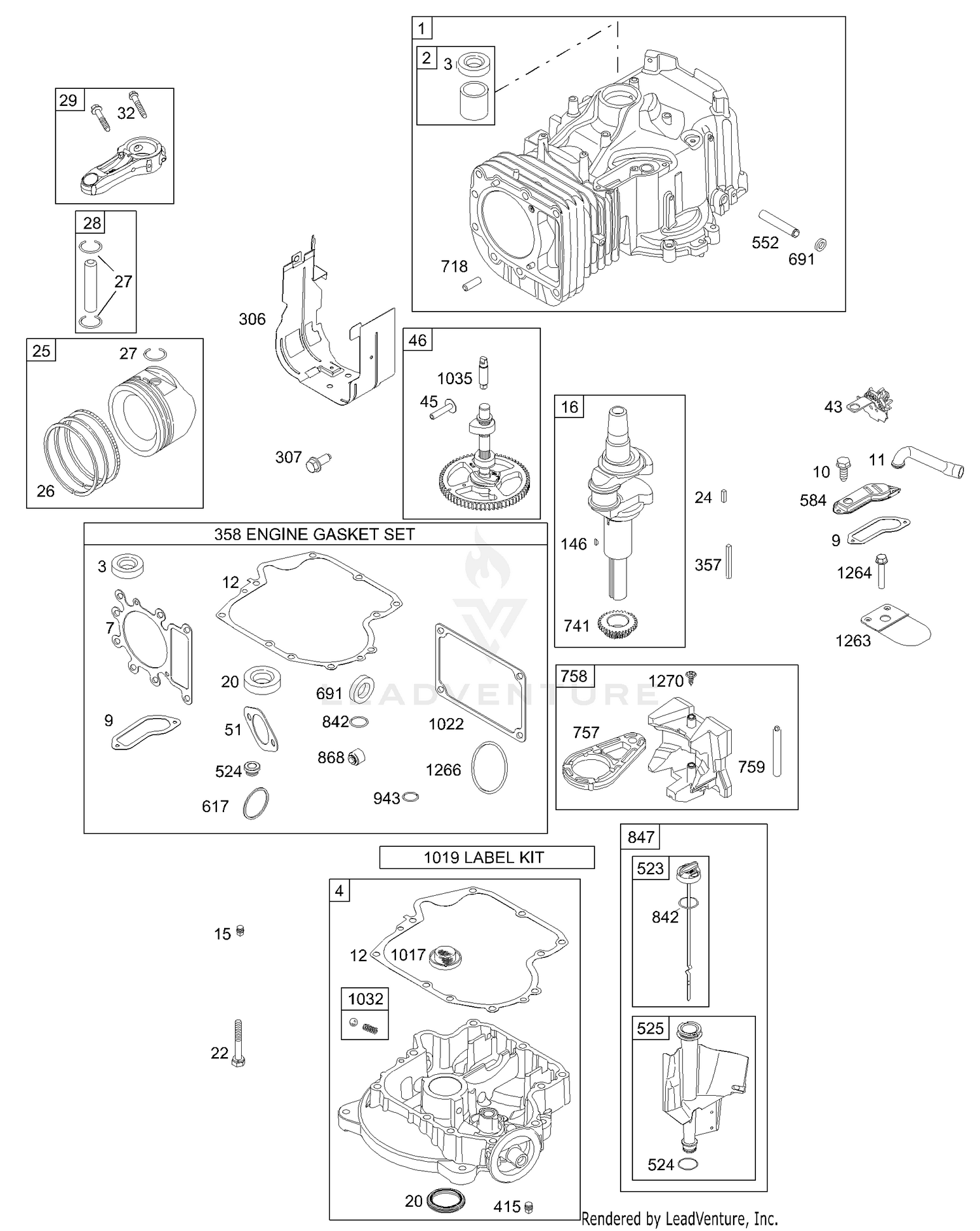 Cub cadet lt1018 discount engine