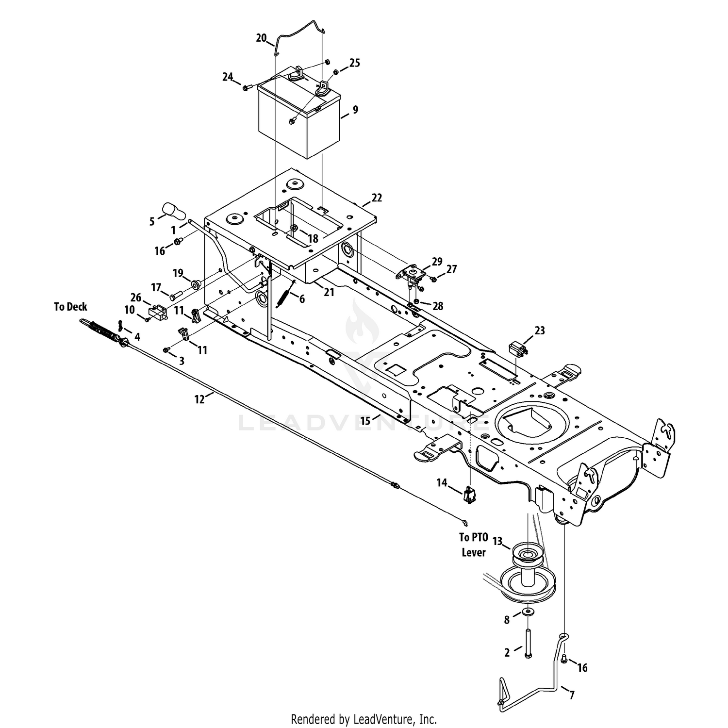 Cub Cadet LTX1040 Tractor 2013 13AX90AS056 2013 13AX90AS256 2013 13WX90AS009 2013 13WX90AS010 2013 13WX90AS056 2013 13WX90AS256 2013 Frame Electrical PTO