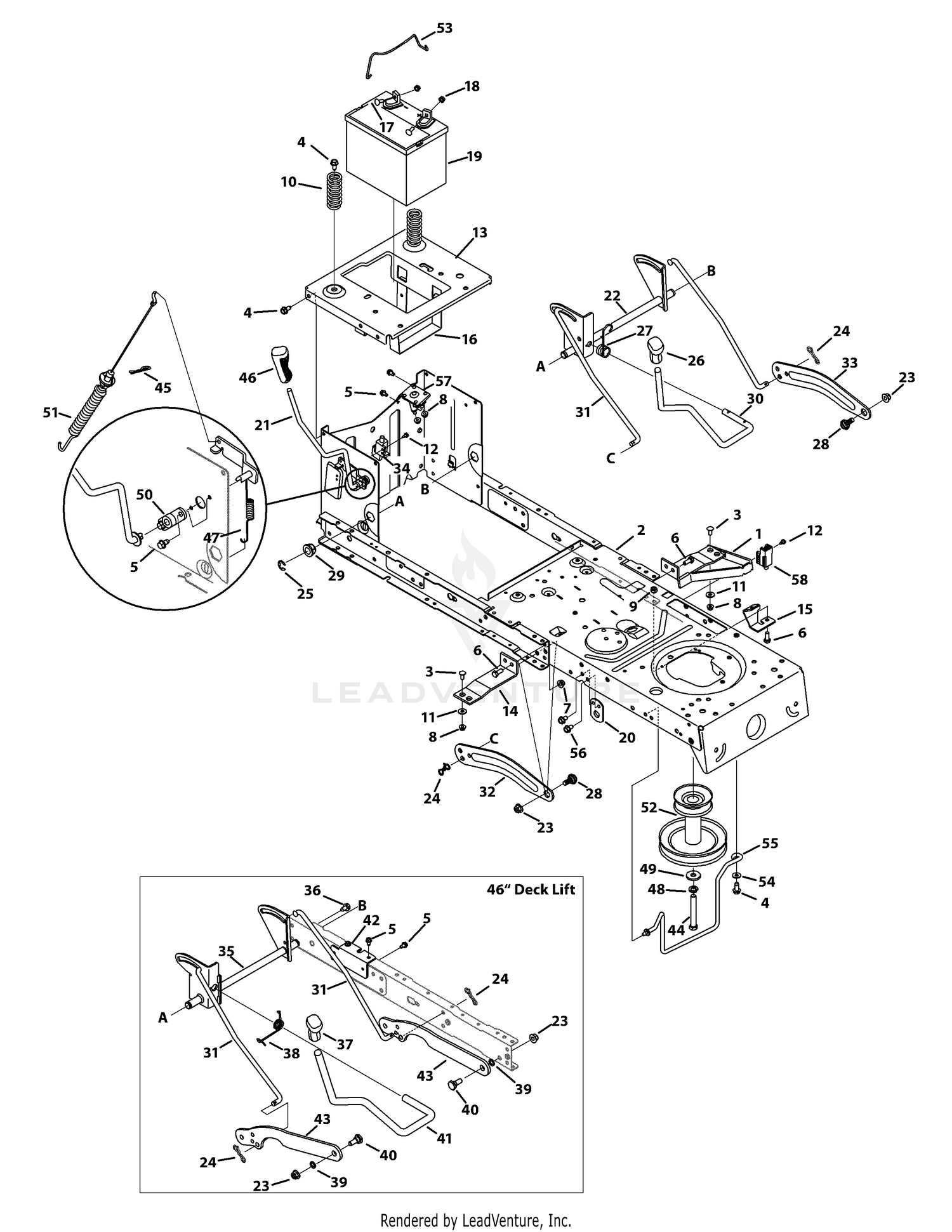 MTD 13W2775S031 LT4200 2012 Frame PTO Lift