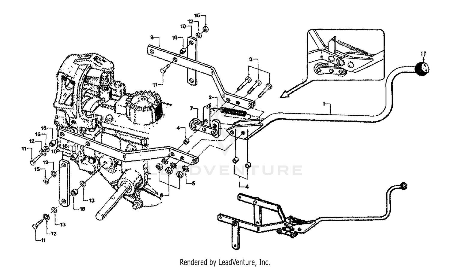 WHEELS/TINES/PTO DRIVE LEVER ASSEMBLY