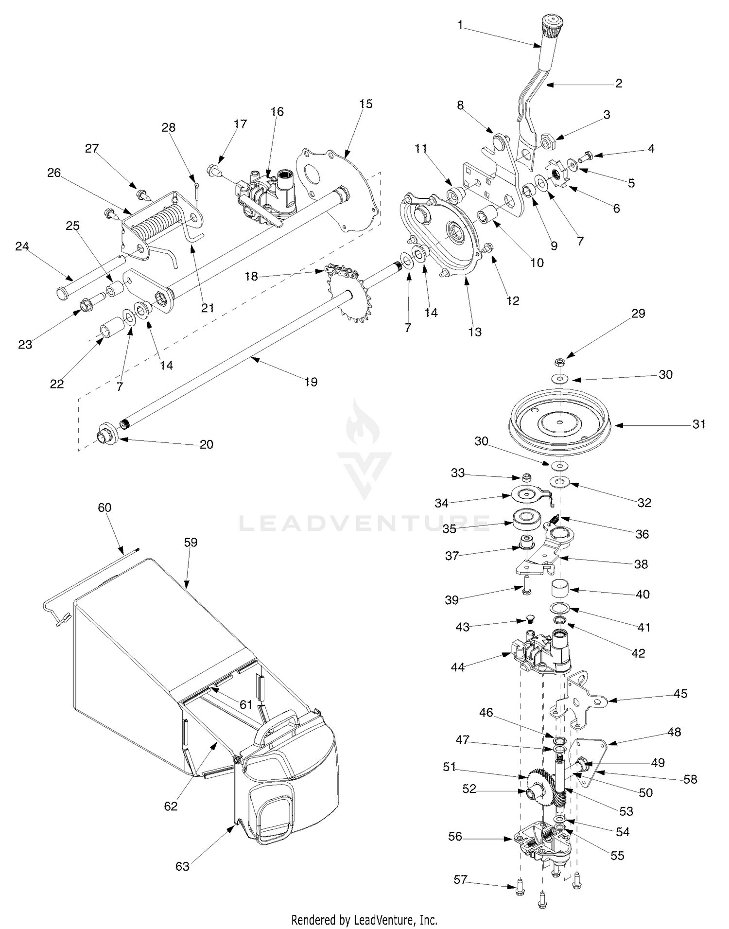 Transmission & Grassbag Assembly