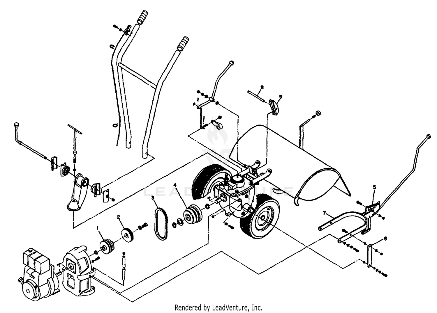 PULLEY, BELT, CLUTCH CONTROL FOR 4-SPEED MODELS