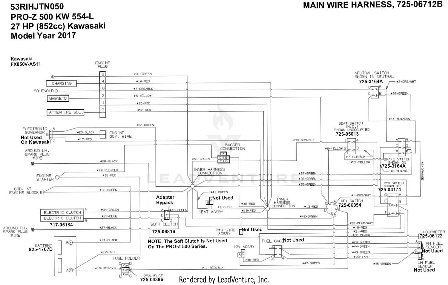 Cub Cadet PRO Z 500 KW 554-L (53RIHJTN050) (2016) Main Wire 