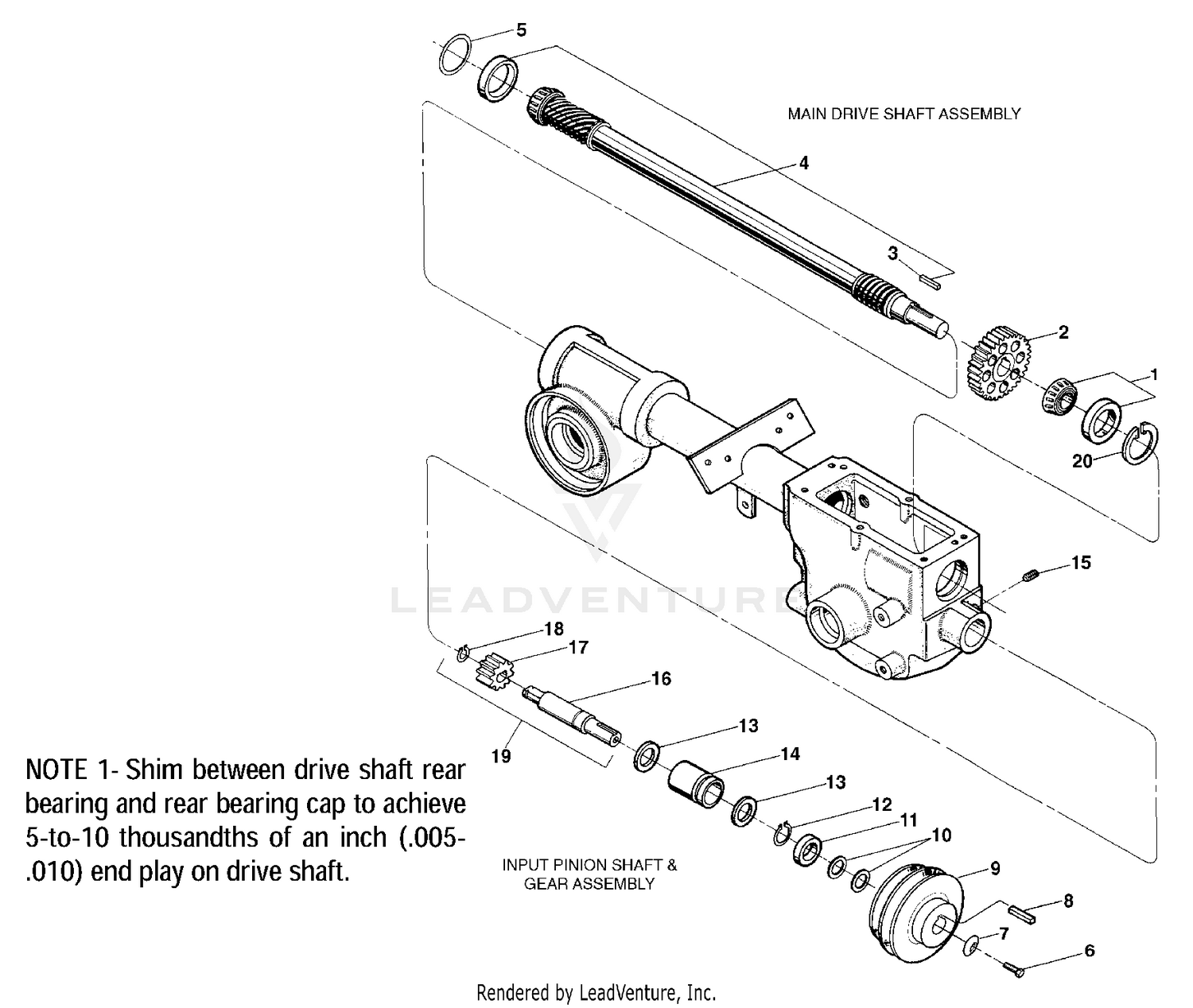 Main Drive Shaft, Input Pinion Shaft & Gear Assembly
