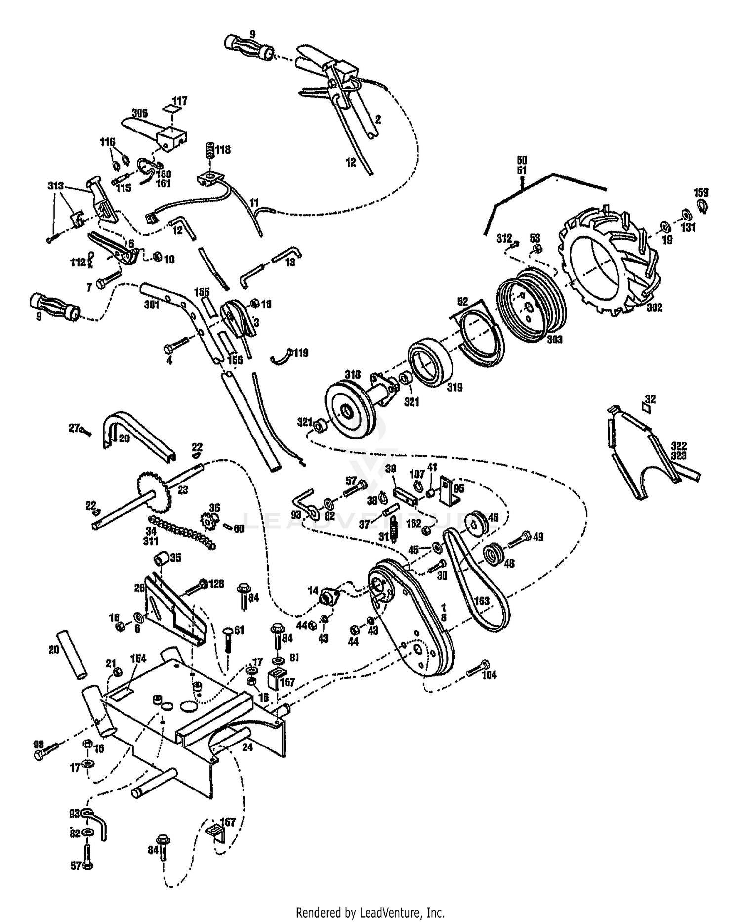 HANDLEBARS, CONTROLS AND WHEEL DRIVE