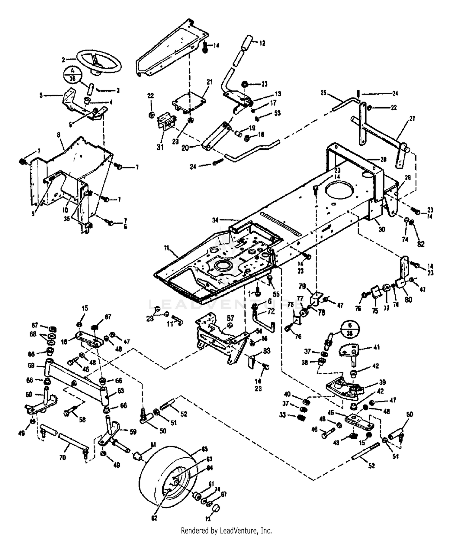 FRAME, LIFT & STEERING ASSEMBLY