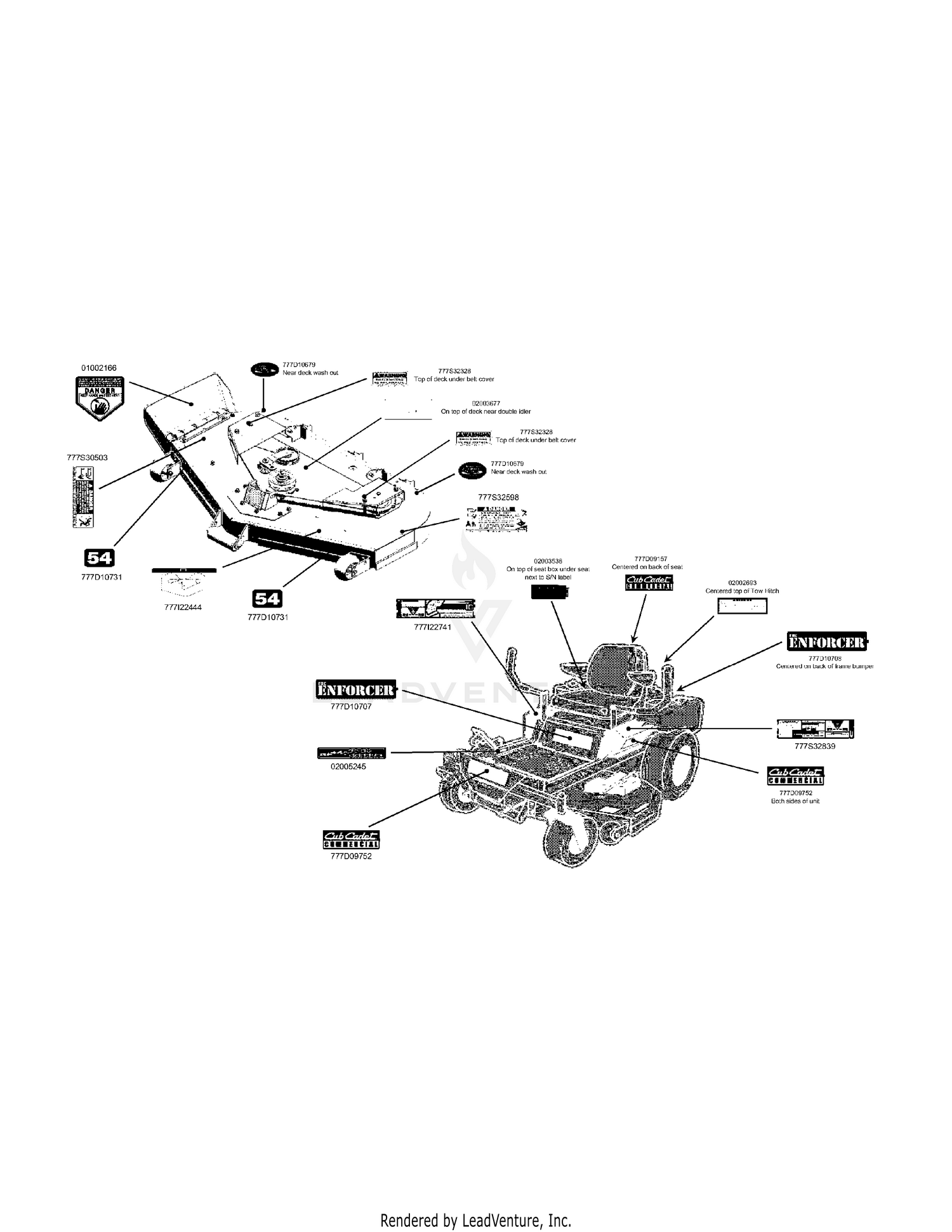 Cub Cadet ENFORCER 54 (53BI3AGT050) 23HP Kawasaki 53BI3AGT050 