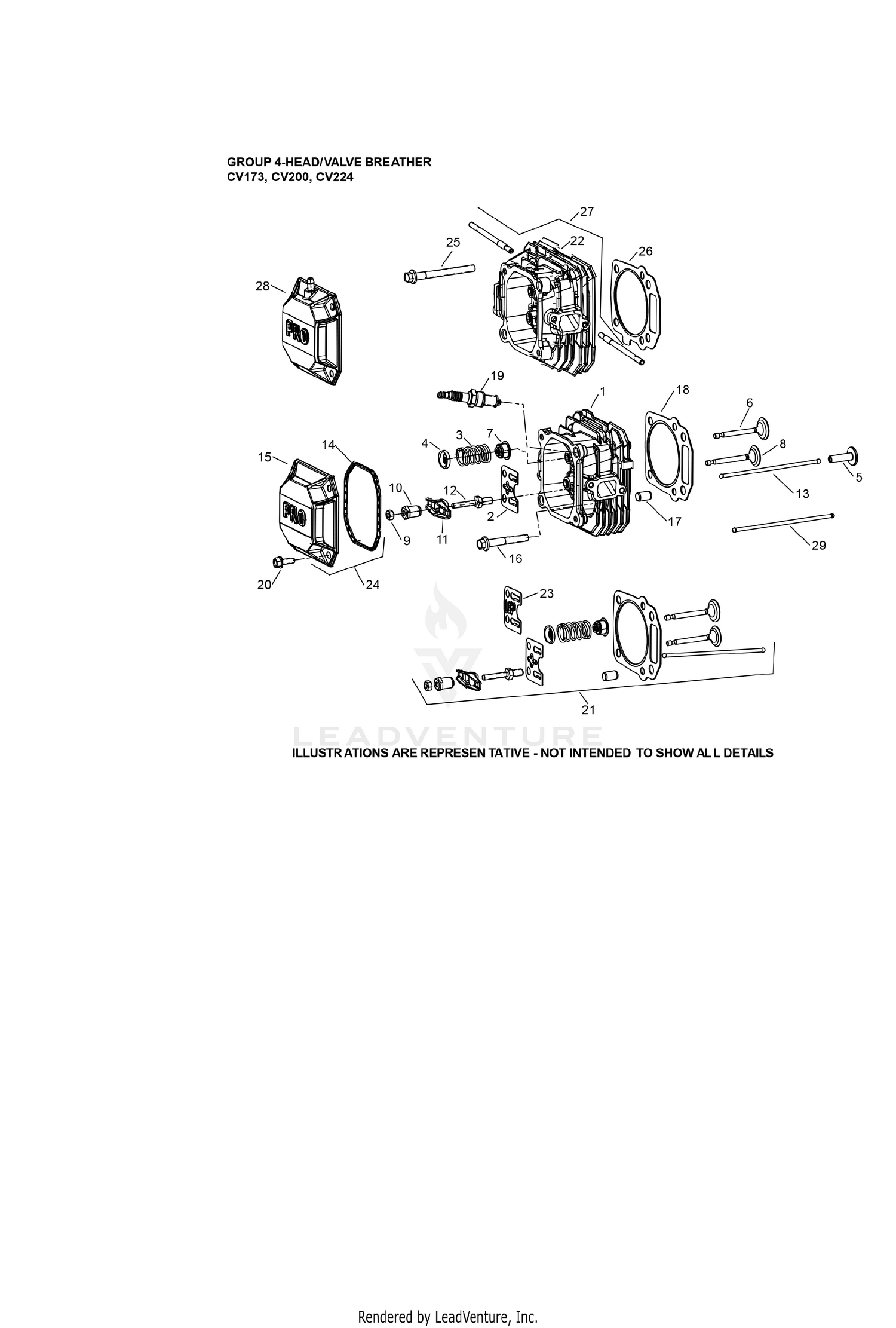 CV173-3016 CylinderHead & Breather
