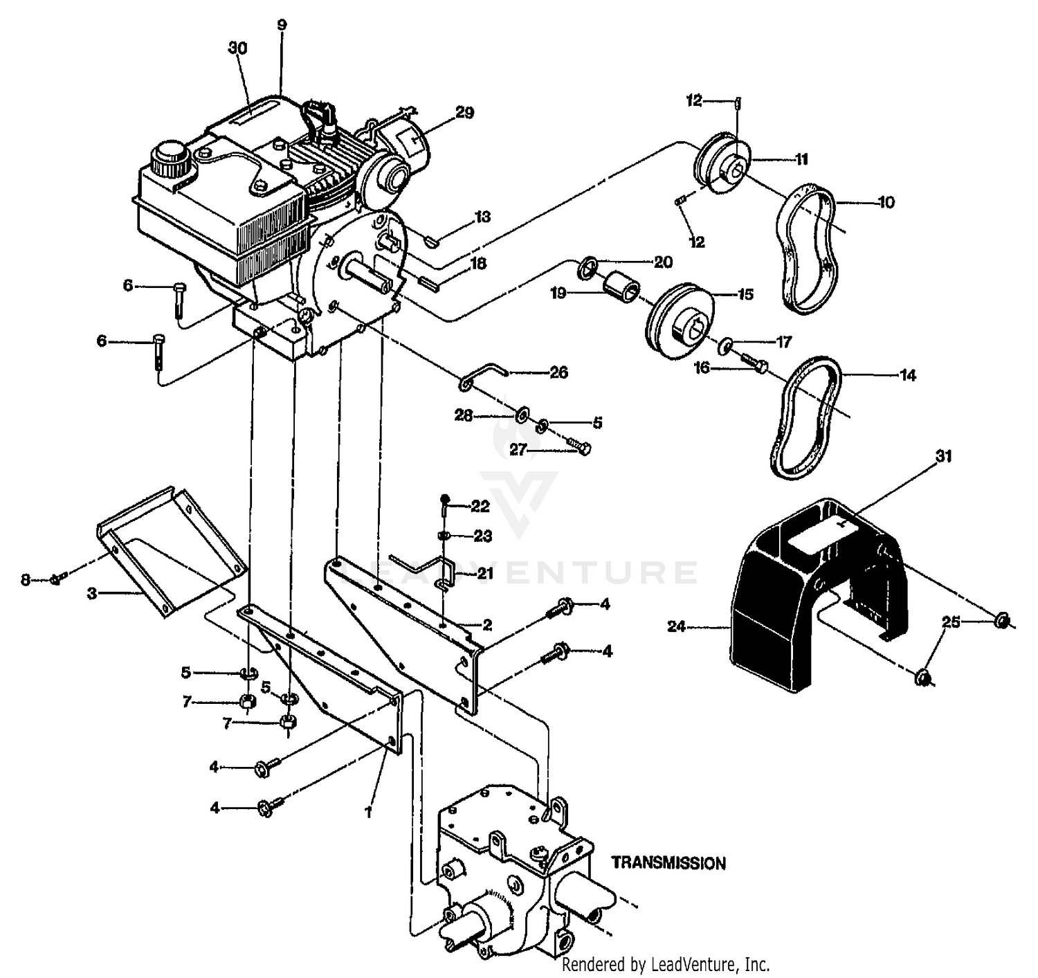 ENGINE, PULLEYS & BELTS