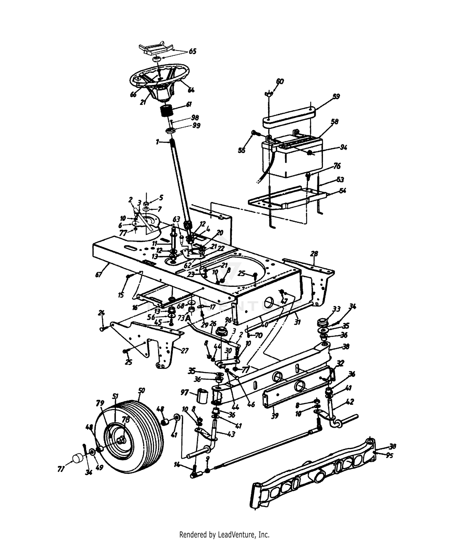 Wheels, Front/Axle/Steering Assembly