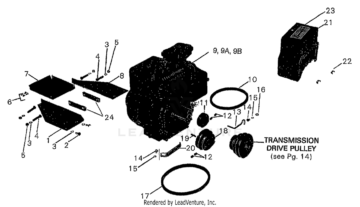 ENGINE, PULLEYS & BELTS