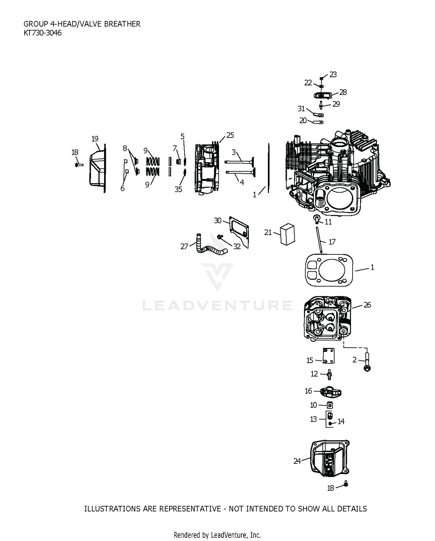 KT730-3046 CylinderHead & Breather