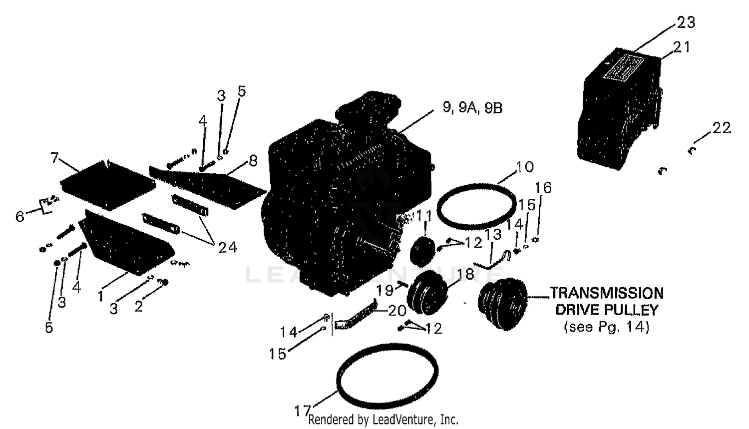 ENGINE, PULLEYS & BELTS