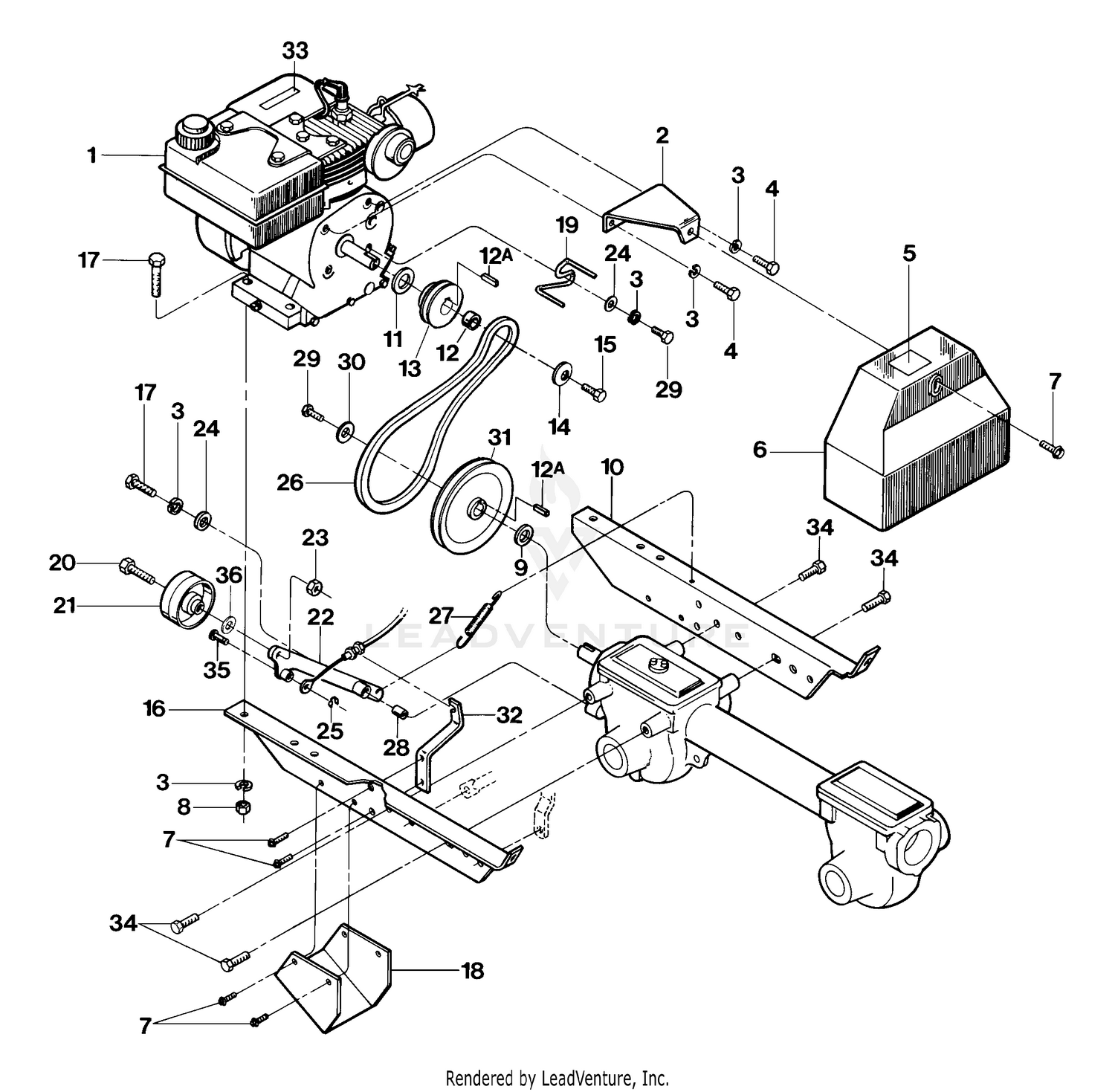 Engine, Engine Brackets, And Forward Drive Mechanism