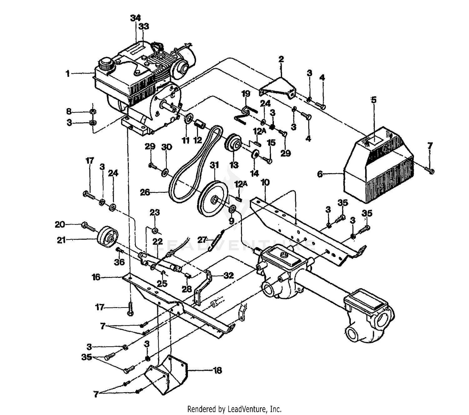 ENGINE, BRACKETS & FORWARD DRIVE