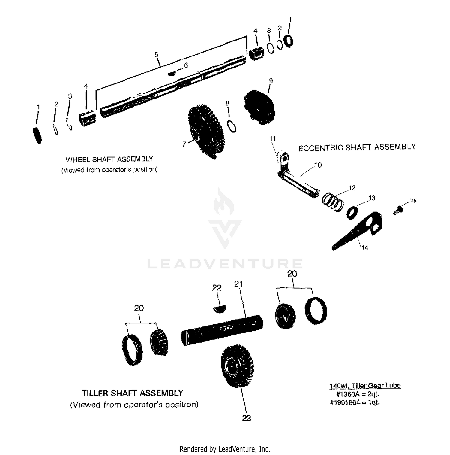 Wheel Shaft, Eccentric Shaft & Tiller Shaft Assemblies