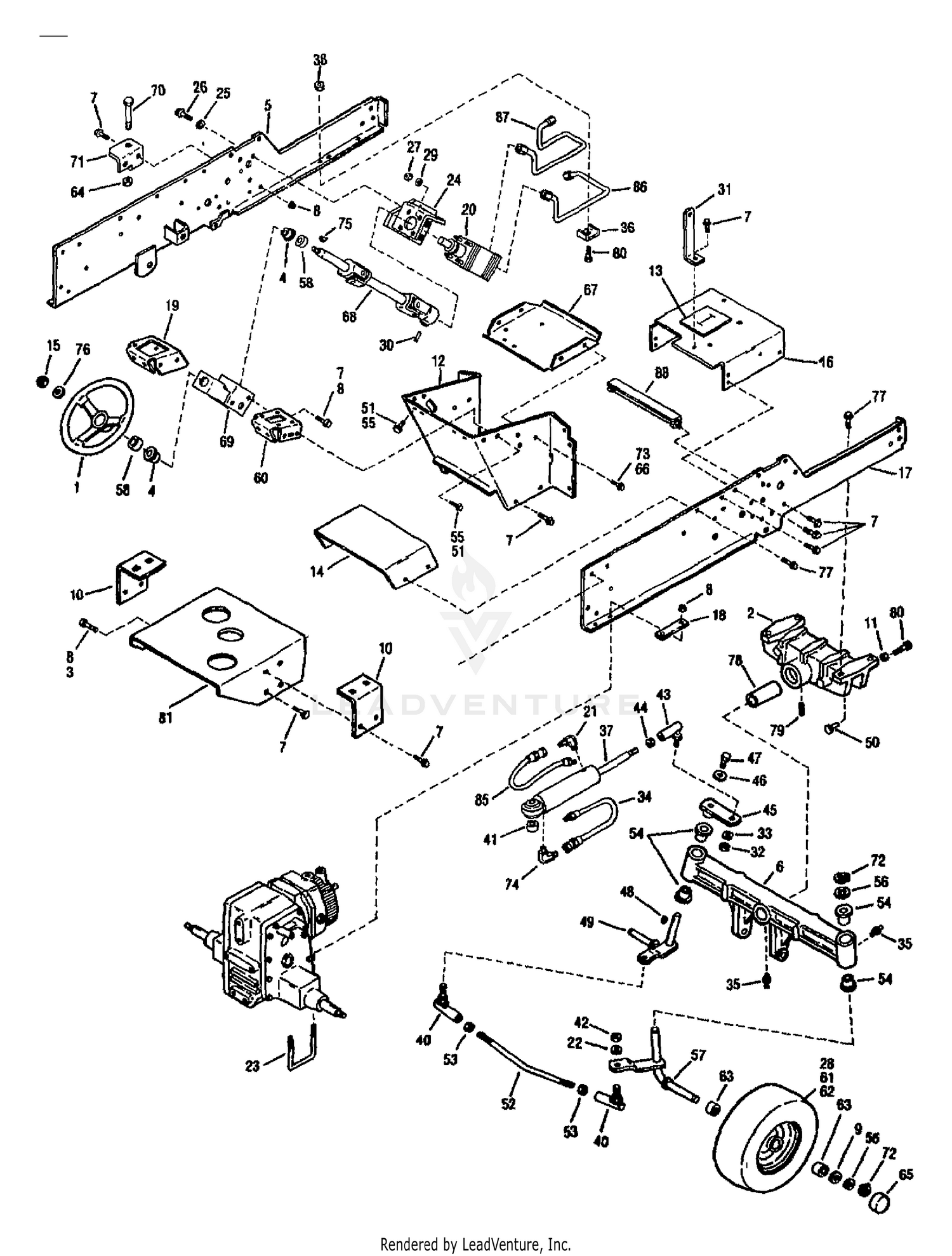 FRAME, LIFT & STEERING ASSEMBLY